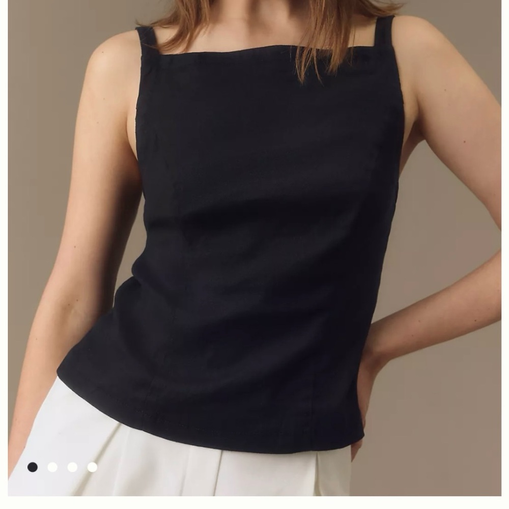 MAEVE SQUARE-NECK LINEN APRON TANK